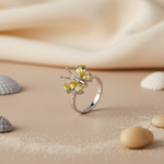 Load image into Gallery viewer, 925 Silver Butterfly Ring with Yellow Gemstones | Women's Jewelry