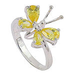 Load image into Gallery viewer, 925 Silver Butterfly Ring with Yellow Gemstones | Women's Jewelry