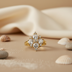Load image into Gallery viewer, gold plating Ring with White Gemstones | Women's Floral Ring