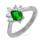 Load image into Gallery viewer, Silver Emerald Ring for Women | Pear Cut Gemstone Ring