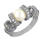 Load image into Gallery viewer, Silver Pearl Ring for Women | Elegant Wedding Band