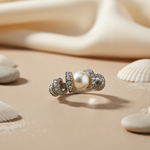 Load image into Gallery viewer, Silver Pearl Ring for Women | Elegant Wedding Band