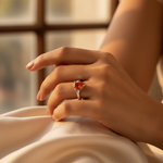 Load image into Gallery viewer, Silver Pear-Cut Orange Gemstone Ring for Women | Gift Jewelry