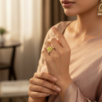 Load image into Gallery viewer, Silver Peridot Solitaire Ring for Women | Gemstone Jewelry