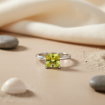 Load image into Gallery viewer, Silver Peridot Solitaire Ring for Women | Gemstone Jewelry