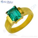 Load image into Gallery viewer, gold plating ring with a large emerald cut green gemstone, perfect for women