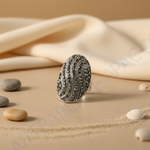 Load image into Gallery viewer, Silver Marcasite Oval Ring for Women | Statement Jewelry