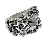 Load image into Gallery viewer, Silver Filigree Ring with Black Stone - Statement Jewelry
