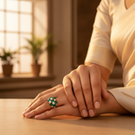 Load image into Gallery viewer, Emerald and Diamond Ring for Women | Sterling Silver Jewelry