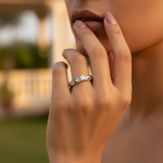 Load image into Gallery viewer, Silver Three Stone Ring for Women | Diamond Ring Gift