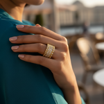Load image into Gallery viewer, gold plating Ring with White Gemstones | Pave Set Cocktail Ring