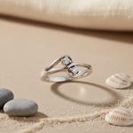 Load image into Gallery viewer, Silver Two Stone Diamond Ring | Engagement Ring | Gift