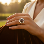 Load image into Gallery viewer, Silver Garnet Ring for Women | Floral Design | Gift