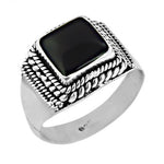 Load image into Gallery viewer, 925 Sterling Silver Onyx Ring for Men | Square Stone Jewelry