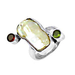 Load image into Gallery viewer, Silver Pearl Garnet Peridot Ring for Women | Statement Jewelry