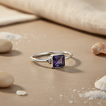Load image into Gallery viewer, 925 Silver Iolite Square Ring for Women | Gemstone Jewelry