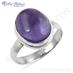 Load image into Gallery viewer, 925 sterling silver oval amethyst ring with a large purple gemstone for women.