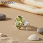Load image into Gallery viewer, 925 Silver Peridot Ring for Women | Pear Cut Gemstone Ring
