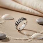 Load image into Gallery viewer, 925 Silver Bark Texture Ring | Sterling Silver Ring for Men