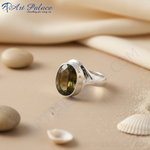 Load image into Gallery viewer, 925 Silver Smoky Quartz Ring | Oval Gemstone Ring for Women