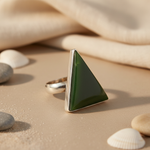 Load image into Gallery viewer, Silver Jade Ring for Women | Triangle Stone Ring