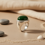 Load image into Gallery viewer, Silver Ring with Green Gemstone | Cocktail Ring for Women
