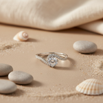 Load image into Gallery viewer, Silver Solitaire Engagement Ring | Round Cut Diamond | For Her