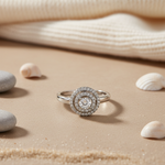 Load image into Gallery viewer, Silver Halo Diamond Ring for Women | Engagement Ring | Gift