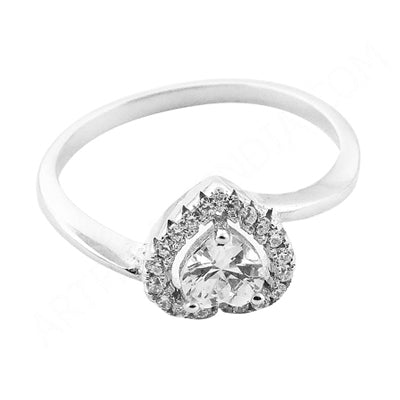 925 silver heart halo ring | cubic zirconia simulant | gift