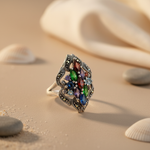 Load image into Gallery viewer, 925 Silver Multi-Gemstone Cocktail Ring for Women | Statement Jewelry