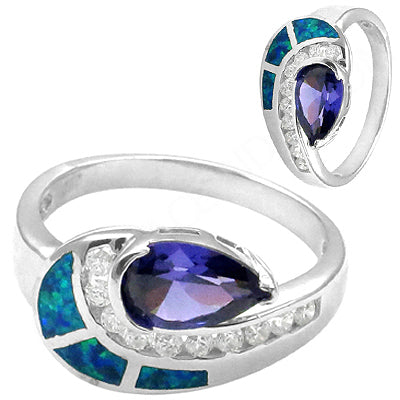 925 silver tanzanite & opal ring for women | gift jewelry