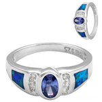 Load image into Gallery viewer, 925 Silver Blue Opal & Tanzanite Ring for Women | Gift Jewelry