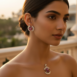 Load image into Gallery viewer, Silver Ruby Earrings and Pendant Set for Women | Gift Jewelry