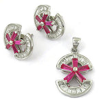 Load image into Gallery viewer, Silver Ruby Earrings and Pendant Set for Women | Gift Jewelry