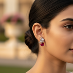 Load image into Gallery viewer, Silver Ruby Earrings and Pendant Set for Women | Gift Jewelry