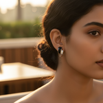 Load image into Gallery viewer, Silver Onyx & Baguette Diamond Earrings for Women