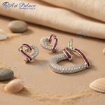 Load image into Gallery viewer, Silver Ruby Heart Pendant Earrings Set | Women's Gift