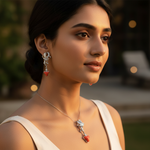 Load image into Gallery viewer, Silver Coral Earring Set for Women | Dangle Earrings | Gift