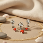 Load image into Gallery viewer, Silver Coral Earring Set for Women | Dangle Earrings | Gift