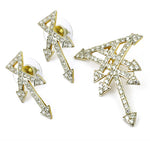Load image into Gallery viewer, gold plating-Tone Crystal Arrow Earrings & Brooch Set | Gift for Her