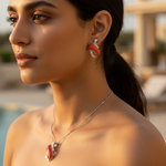 Load image into Gallery viewer, Silver Coral Gemstone Jewelry Set for Women | Gift Jewelry