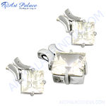 Load image into Gallery viewer, Elegant silver earrings featuring princess cut gemstones, perfect for women's daily wear and special events.