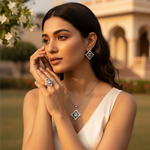 Load image into Gallery viewer, 925 Silver Gemstone Pendant Earrings Ring Set for Women