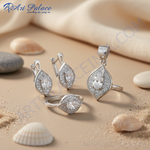 Load image into Gallery viewer, Silver Leaf Jewelry Set - Earrings, Pendant & Ring | Gift for Her