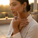 Load image into Gallery viewer, Silver Ruby Ring & Earrings Set | Gemstone Jewelry for Women