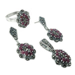 Load image into Gallery viewer, Silver Ruby Ring & Earrings Set | Gemstone Jewelry for Women
