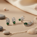 Load image into Gallery viewer, 925 Silver Emerald Ring & Earrings Set for Women | Jewelry Gift