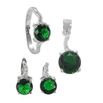 Load image into Gallery viewer, 925 Silver Green Gemstone Jewelry Set | Earrings, Ring & Pendant