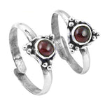 Load image into Gallery viewer, 925 Silver Garnet Toe Rings for Women | Adjustable Jewelry