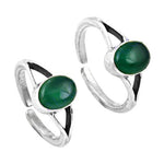Load image into Gallery viewer, 925 Silver Green Onyx Toe Rings for Women | Adjustable Jewelry